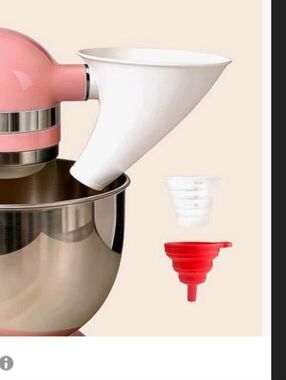 2 Pc White Plastic Kitchen Funnel Set For Kitchenaid Mixer NWT